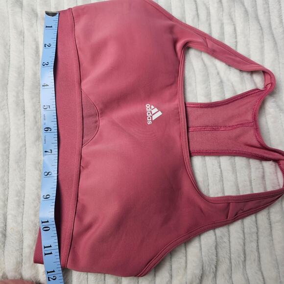 Adidas Sports Bra Pink Mauve Racerback Medium Support Logo Activewear M - Picture 4 of 7